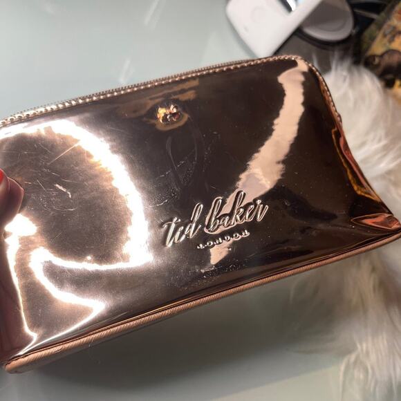 Ted Baker Metallic Rose Gold cosmetic bag - Picture 1 of 7
